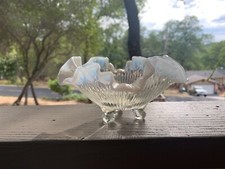 Fenton French White Opalescent Glass Bowl Ruffled Edge 6.5" diameter