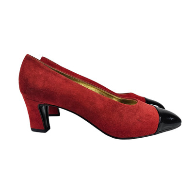 Vintage Escada Womens Red Suede Heels Size UK 3.5 EU 36.5