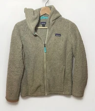 Girl's Patagonia Los Gatos Tuber Tan Fuzzy Fleece Hoody Full Zip Up Jacket Sz XL