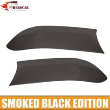 🌟2x Smoked Black Front Headlight Light Guard Covers Decor For Dodge Charger 15+
