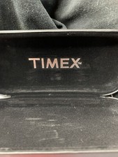 Timex Eyeglasses Sunglasses Black Hard Leather Case Flip Top Clam Shell Vintage