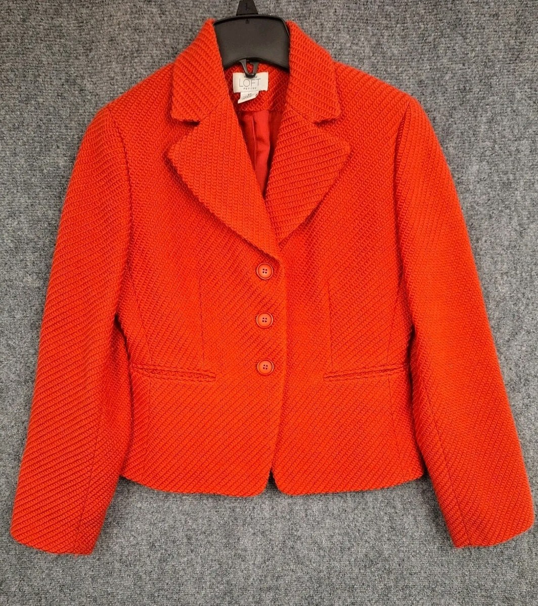 Ann Taylor LOFT Pink Wool Blazer Women's Petite 6P Lined Button