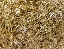 100 pcs 28mm 1-1/8" Gold Brass Plated Safety Pins Basting Pins Crafts Size # 1