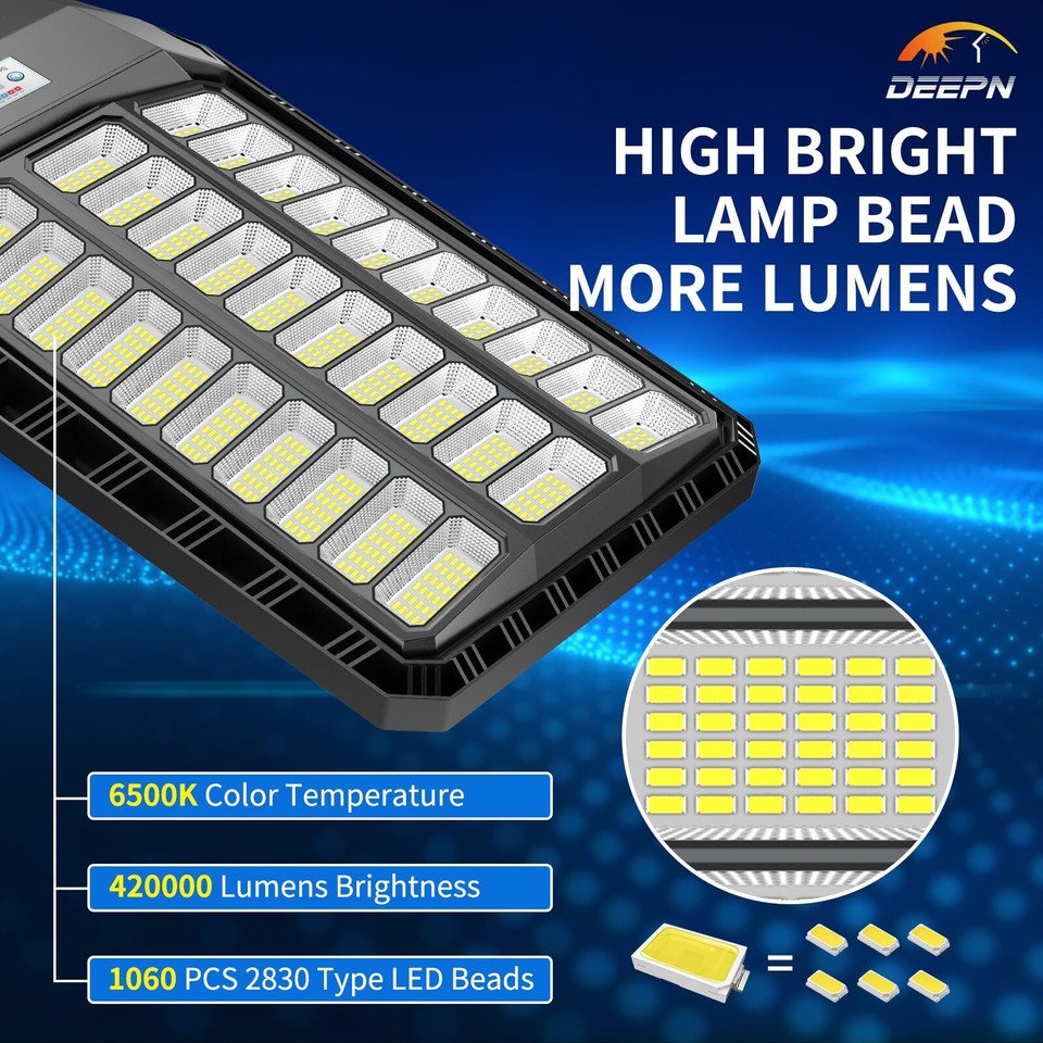 Solar Street Lights Outdoor, 6000W Solar Parking Lot Lights Commercial