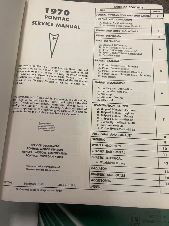 Pontiac Firebird 1970 transmisión AM GTO taller de servicio conjunto manual de reparación OEM + Foto 3 de 4
