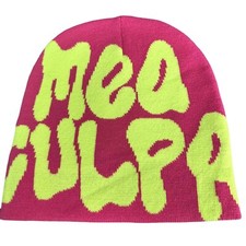 New 2023 Y2K Red MEA CULPA Beanie Yellow Beanies Soft Warm Winter Hat Skull Cap