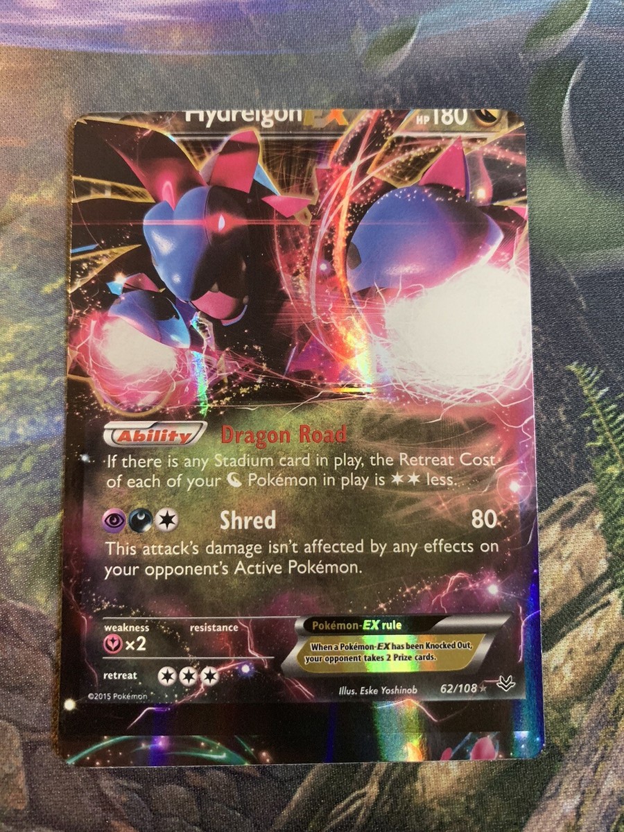 *RARE ERROR* MISCUT Hydreigon EX 62/108 Ultra Rare XY Roaring Skies Pokemon  TCG