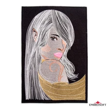 Large Patch Blonde Hair Elf Picture Embroidrered for Interior SIZE: 8.1ʺx11.6ʺ