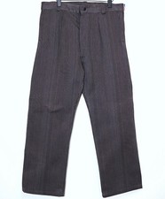 New 1950s Brown/Grey Striped Cotton Pique Work Chore Pants W36 Made in France