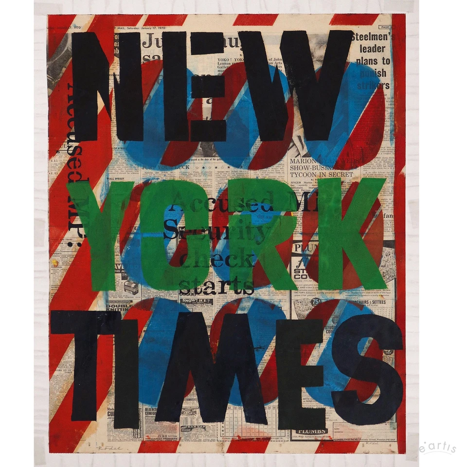 KARL RÖDEL MONOTYPIE MUSTER ROT BLAU NEW YORK TIMES TYPOGRAFIE UNIKAT VP: 2600€*