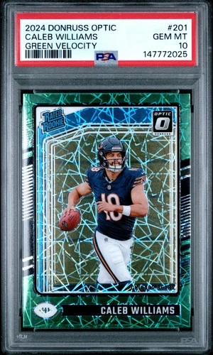 2024 PANINI DONRUSS OPTIC GREEN VELOCITY #201 CALEB WILLIAMS ROOKIE RC PSA 10