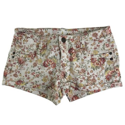 Mossimo Cottagecore Coquette Womens Floral Low Rise Micro Mini Boho Denim Shorts