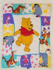 Vintage 1994 Disney Winnie the Pooh Crib Blanket Quilt- Tigger Piglet Eeyore