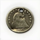 1857 USA Seated Liberty Half Dime, 0.900 Silver Coin, Old Coin, FREE SHIPPING