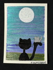 ACEO Mini Painting Original Artwork Of Momma And Baby Cat