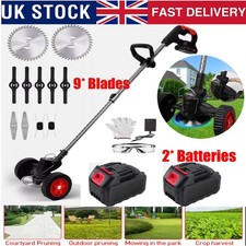 Cordless Strimmer Grass Trimmer Cutter Garden Lawn Edger +2 Rechargeable Battery