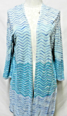 Chico's light weight open Cardigan duster cover-up Zig Zag Size Sz 1 Medium Md M