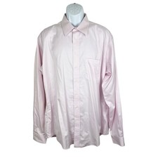 Pronto Uomo Button Up Dress Shirt Men 17  Tall Cotton Non Iron Fitted Pink