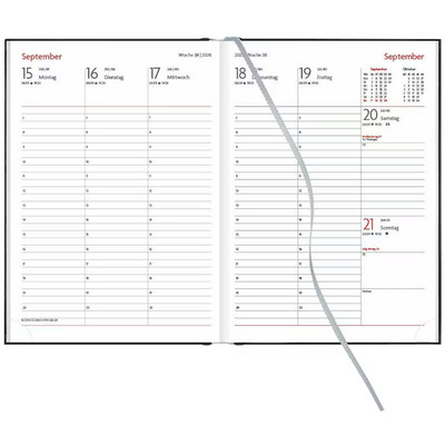 Buchkalender Wochenplaner 2026 blau 550986 A5 1 Woche / 2 Seiten - B-Ware