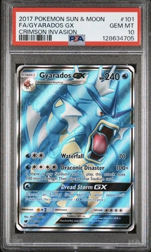 2017 POKEMON SUN & MOON CRIMSON INVASION #101 FULL ART/GYARADOS GX PSA 10