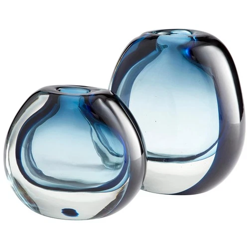 Jacinta Glass Vase-Modern Blue and Clear Design - Picture 1 of 5