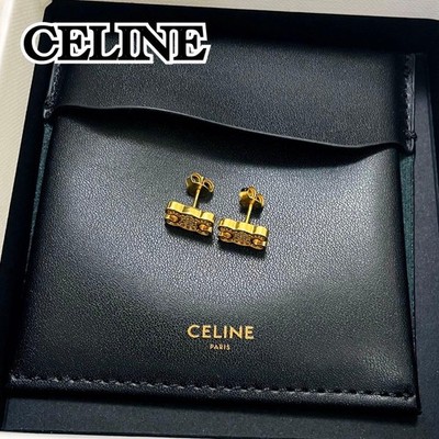 CELINE Earrings Gold Triomphe Studs