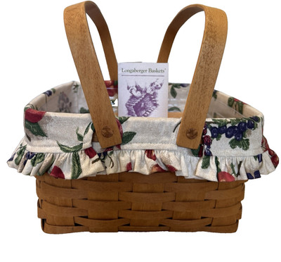 Longaberger Cake Basket  Fruit Medley Fabric Liner/ Protector & Riser 95