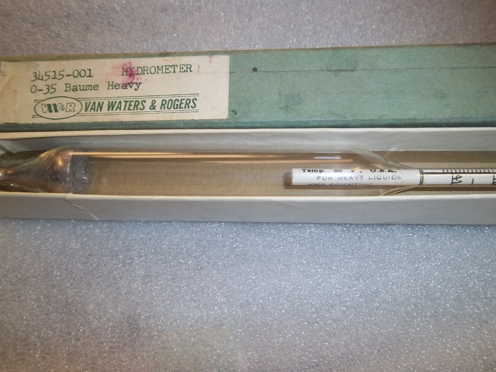 Van Waters & Rogers 34515-0010-035 Hydrometer Baume Scale Alcohol By Volume.(g1