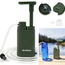 Hand Pump Water Filter Multi-functional Survival Gear 4-Stage Portable Outdoor