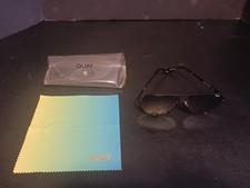 Quay High Key Mini Polarized Aviator Sunglasses Black Frames Gray Lenses