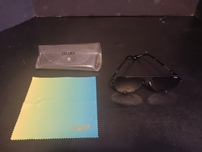 Quay High Key Mini Polarized Aviator Sunglasses Black Frames Gray Lenses