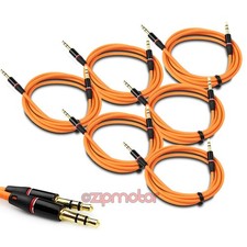 6X 3.5MM AUX AUXILIARY STRAIGHT AUDIO CABLE ORANGE FOR LUMIA 520 Z10 Z30 DROID