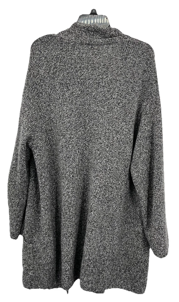 J. Jill Pura Lana Gris Negro Blanco Moteado Marpeado Frontal Abierto Suéter Bolsillos L Foto 2 de 4