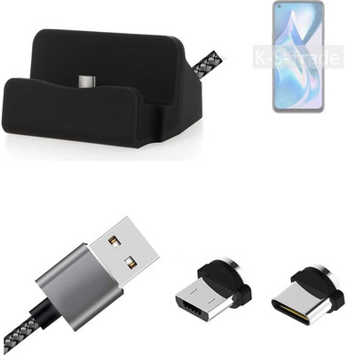 Ladestation für OnePlus Ace Racing Edition + USB-Typ C u. Micro-USB-Adapter