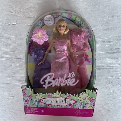 SPRING INTO STYLE PINK PURPLE BLONDE BARBIE 2005 MATTEL OUTFITS SHOES DOLL New