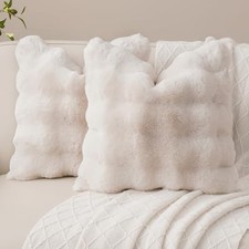 Set of 2 Throw Pillow Covers 18x18 Decorative 18" x 18" Pack of 2 Cream White