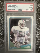 1988 Topps #201 MARK BROWN | PSA 9 Mint Centered Sharp | Miami Dolphins POP 12
