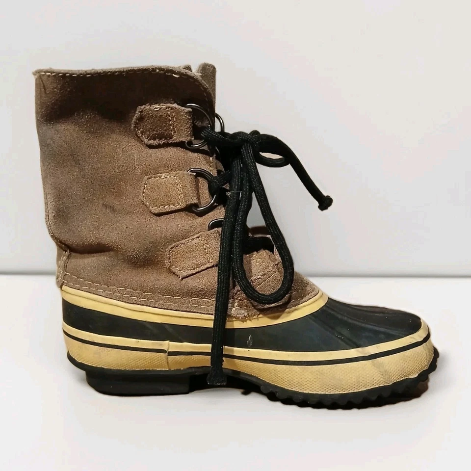 Botas de lluvia C9 para niños de cuero marrón de goma a prueba de clima talla 1Y A327 Foto 4 de 4
