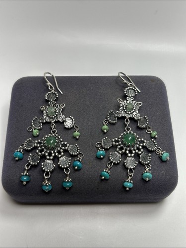 Pendientes araña de plata esterlina Becky Kelso de diseñador turquesa y piedras preciosas - Imagen 1 de 11