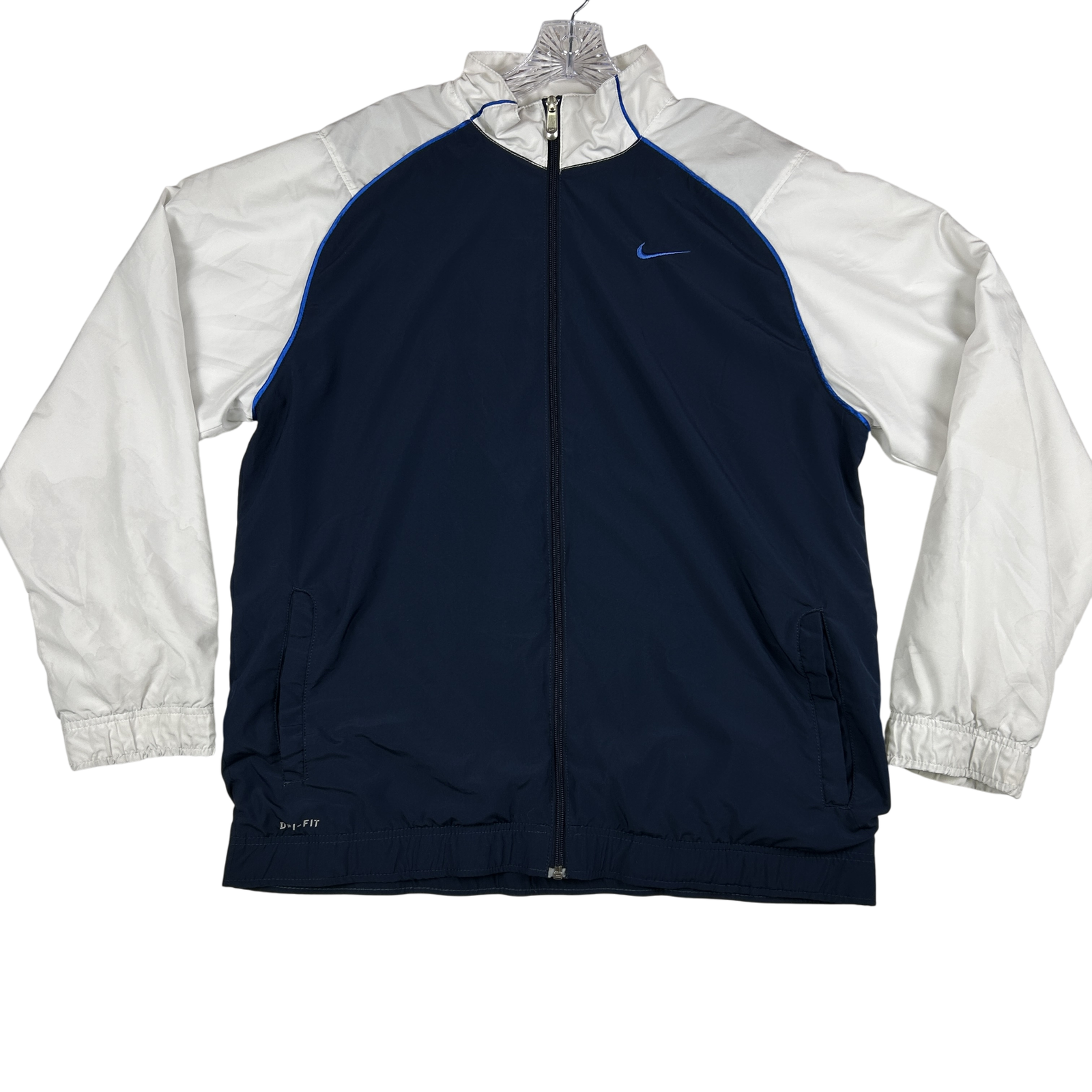 SACAI X NIKE Giacca a vento vintage Nike uomo grande Dri Fit full zip anni 90 bianco navy