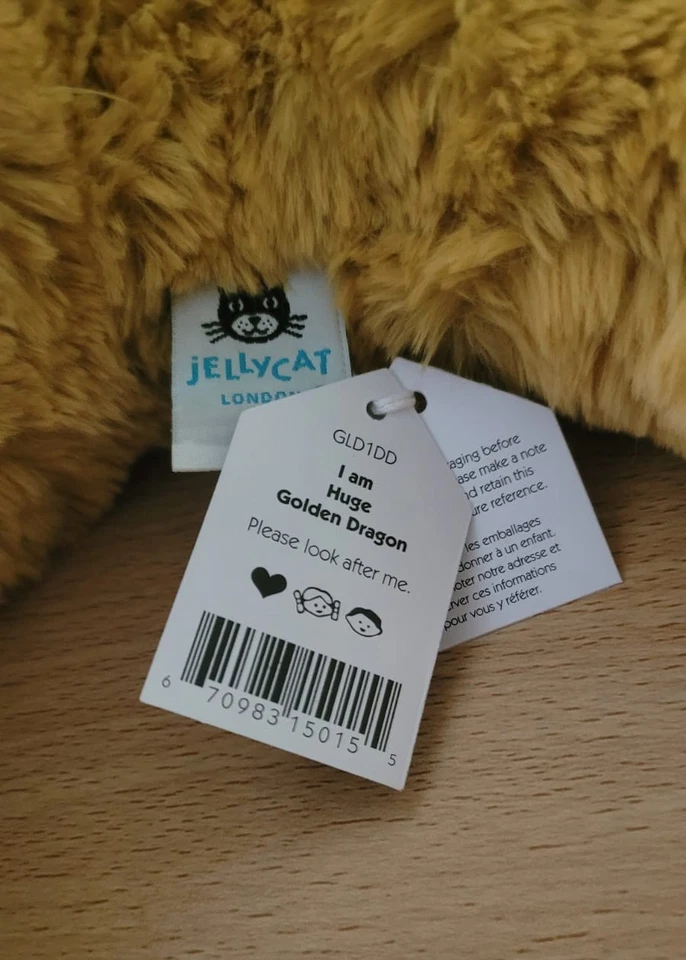 HUGE Golden Jellycat Dragon With Tags - Image 3 of 4
