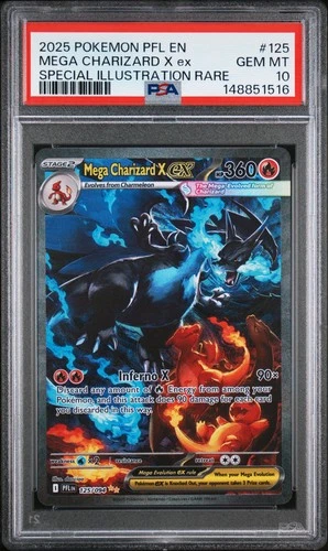 2025 POKEMON PFL EN-PHANTASMAL FLAMES #125 MEGA CHARIZARD X EX PSA 10