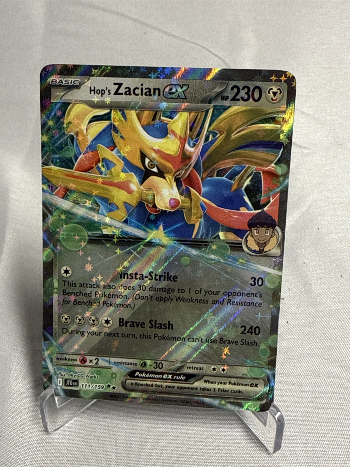 Hop's Zacian EX 111/159 Double Black Star Rare Journey Together Pokemon TCG NM