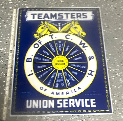 VTG. Teamsters IBT Trade Union "Union Service" Trade Division Sign - product listing photo