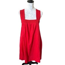 Everlane The Smocked Linen Dress Womens Red Summer Large