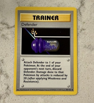 Pokémon TCG Defender SHADOWLESS Uncommon Base Set 80/102 Regular 1999 Card