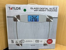 Taylor Glass Digital Scale with Weight Tracking 440 Lb Capacity 2 Opened Box
