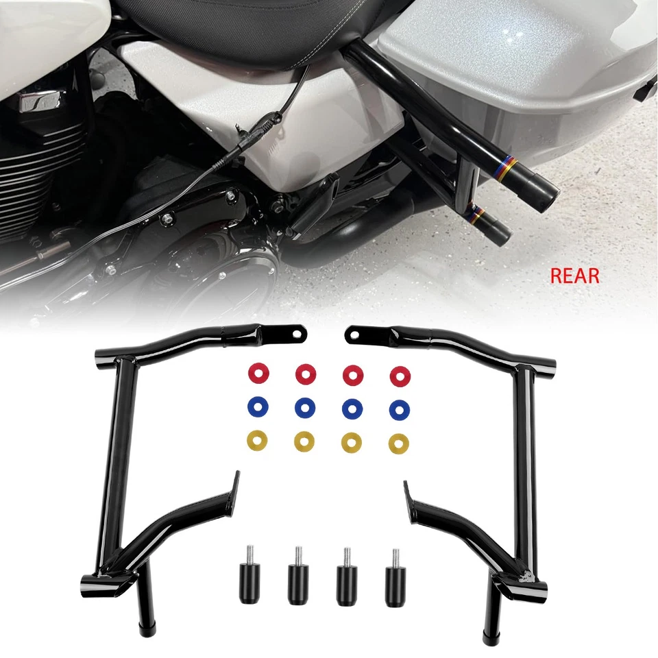 Barra de choque delantera trasera barra plana para Harley Road Glide Street Glide 2014-2025 Foto 2 de 4