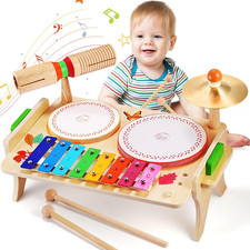 Kids Drum Set for Toddlers Baby Music Instruments 7 in 1 Montessori Preschool Mu