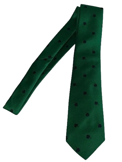 Cape Cod Neck Wear Lucky Green Necktie With Navy Blue Shamrocks St. Patricks Day - Image 2 of 3